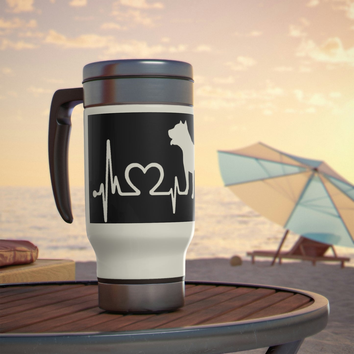 Pitbull Stainless Steel Travel Mug with Handle, 14oz